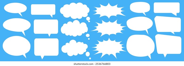 Message comments chat box. Collection of speech bubbles, text boxes and conversation chats in comics. Vektor set of speech bubbles.