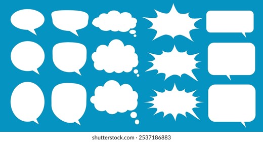 Message comments chat box. Collection of speech bubbles, text boxes and conversation chats in comics. Vektor set of speech bubbles.