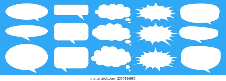 Message comments chat box. Collection of speech bubbles, text boxes and conversation chats in comics. Vektor set of speech bubbles.