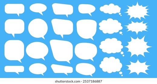 Message comments chat box. Collection of speech bubbles, text boxes and conversation chats in comics. Vektor set of speech bubbles.