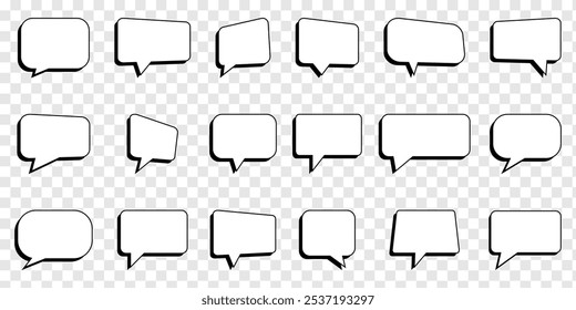 Message comments chat box. Collection of speech bubbles, text boxes and conversation chats in comics. Vector set of speech bubbles. EPS 10.