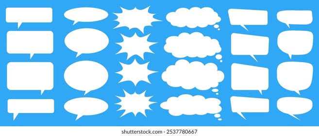 Message comments chat box. Collection of speech bubbles, text boxes and conversation chats in comics. Vektor set of speech bubbles.