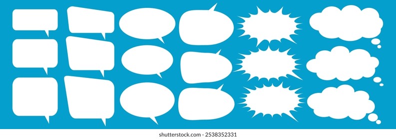 Message comments chat box. Collection of speech bubbles, text boxes and conversation chats in comics. Vektor set of speech bubbles.
