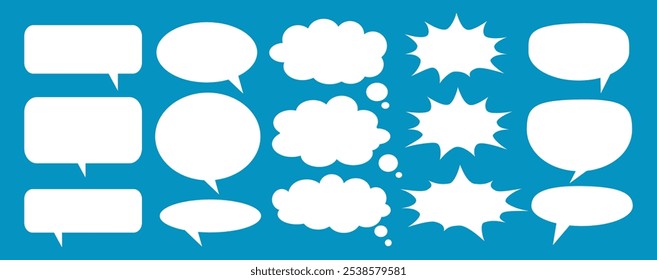 Message comments chat box. Collection of speech bubbles, text boxes and conversation chats in comics. Vektor set of speech bubbles.