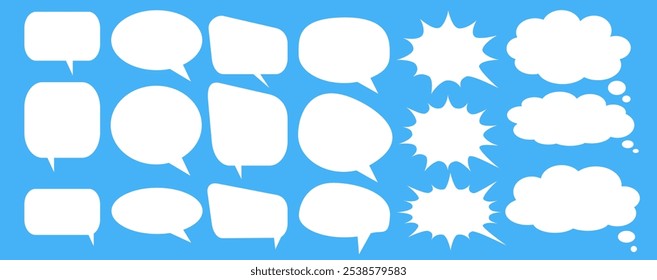 Message comments chat box. Collection of speech bubbles, text boxes and conversation chats in comics. Vektor set of speech bubbles.