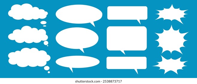 Message comments chat box. Collection of speech bubbles, text boxes and conversation chats in comics. Vektor set of speech bubbles.