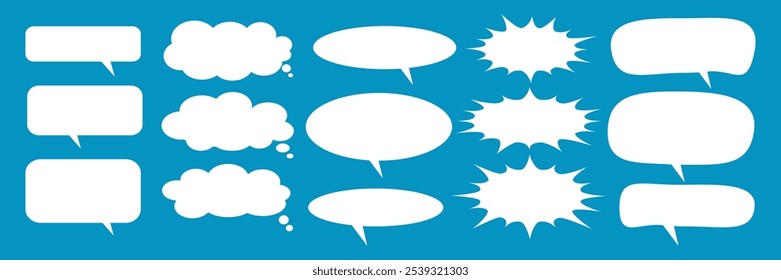 Caixa de chat de comentários de mensagem. Coleção de balões de fala, caixas de texto e bate-papos de conversa em quadrinhos. Vektor conjunto de bolhas de fala.