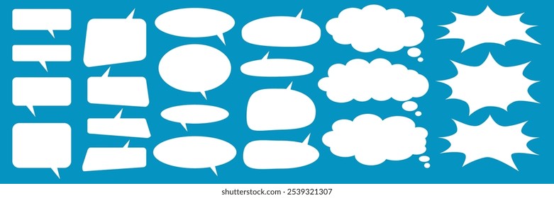 Message comments chat box. Collection of speech bubbles, text boxes and conversation chats in comics. Vektor set of speech bubbles.
