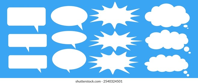 Message comments chat box. Collection of speech bubbles, text boxes and conversation chats in comics. Vektor set of speech bubbles.
