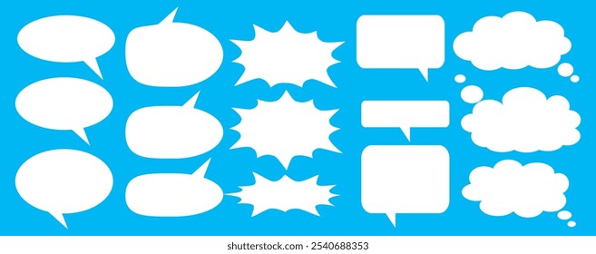 Message comments chat box. Collection of speech bubbles, text boxes and conversation chats in comics. Vektor set of speech bubbles.