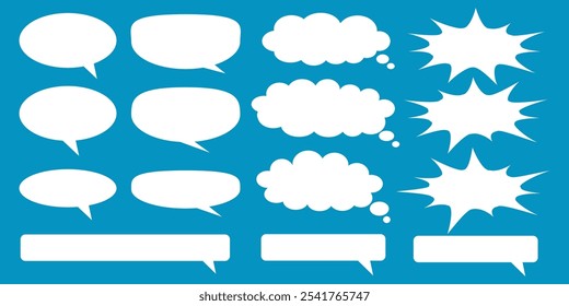 Caixa de chat de comentários de mensagem. Coleção de balões de fala, caixas de texto e bate-papos de conversa em quadrinhos. Vektor conjunto de bolhas de fala.