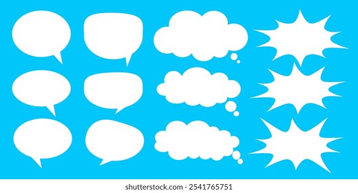 Caixa de chat de comentários de mensagem. Coleção de balões de fala, caixas de texto e bate-papos de conversa em quadrinhos. Vektor conjunto de bolhas de fala.