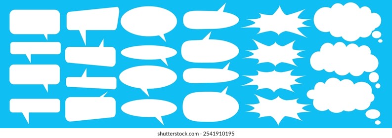 Message comments chat box. Collection of speech bubbles, text boxes and conversation chats in comics. Vektor set of speech bubbles.