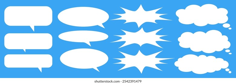 Caixa de chat de comentários de mensagem. Coleção de balões de fala, caixas de texto e bate-papos de conversa em quadrinhos. Vektor conjunto de bolhas de fala.