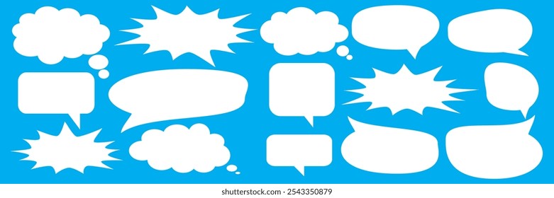 Message comments chat box. Collection of speech bubbles, text boxes and conversation chats in comics. Vektor set of speech bubbles.