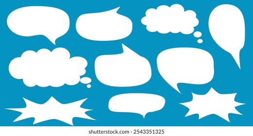 Message comments chat box. Collection of speech bubbles, text boxes and conversation chats in comics. Vektor set of speech bubbles.