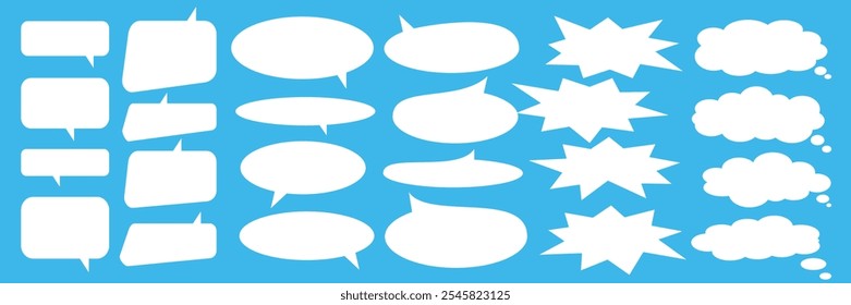 Message comments chat box. Collection of speech bubbles, text boxes and conversation chats in comics. Vektor set of speech bubbles.