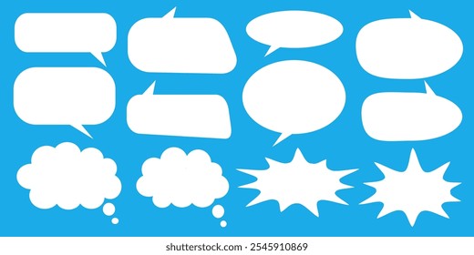 Message comments chat box. Collection of speech bubbles, text boxes and conversation chats in comics. Vektor set of speech bubbles.