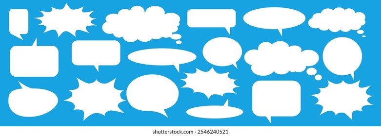Message comments chat box. Collection of speech bubbles, text boxes and conversation chats in comics. Vektor set of speech bubbles.