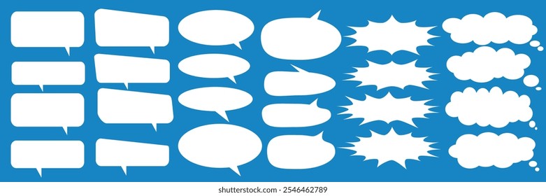 Message comments chat box. Collection of speech bubbles, text boxes and conversation chats in comics. Vektor set of speech bubbles.