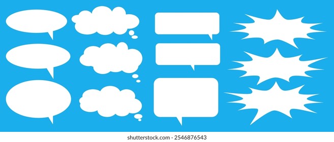 Caixa de chat de comentários de mensagem. Coleção de balões de fala, caixas de texto e bate-papos de conversa em quadrinhos. Vektor conjunto de bolhas de fala.