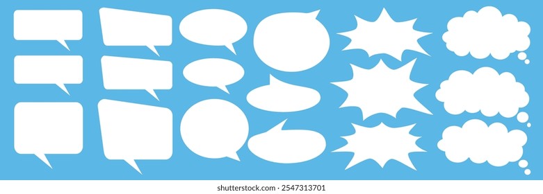 Message comments chat box. Collection of speech bubbles, text boxes and conversation chats in comics. Vektor set of speech bubbles.