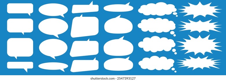 Message comments chat box. Collection of speech bubbles, text boxes and conversation chats in comics. Vektor set of speech bubbles.