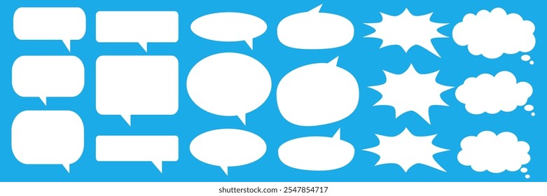Message comments chat box. Collection of speech bubbles, text boxes and conversation chats in comics. Vektor set of speech bubbles.
