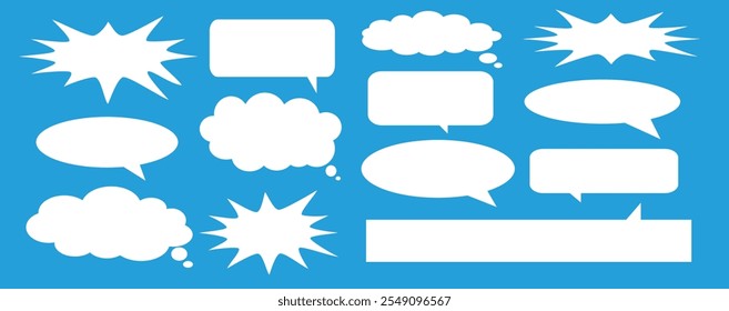 Message comments chat box. Collection of speech bubbles, text boxes and conversation chats in comics. Vektor set of speech bubbles.