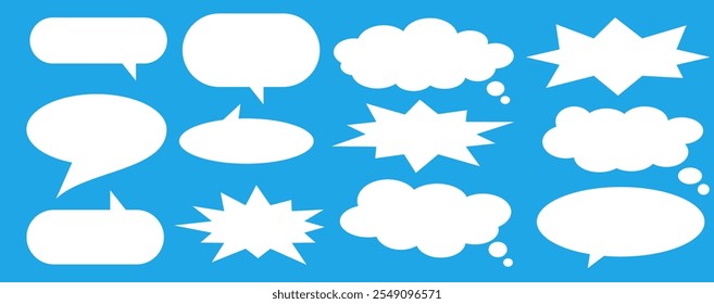 Message comments chat box. Collection of speech bubbles, text boxes and conversation chats in comics. Vektor set of speech bubbles.