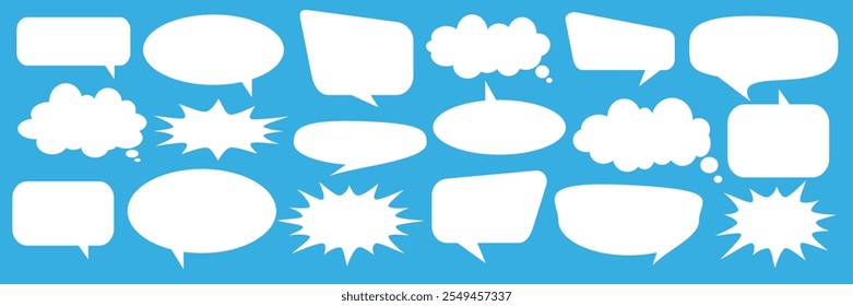 Message comments chat box. Collection of speech bubbles, text boxes and conversation chats in comics. Vektor set of speech bubbles.