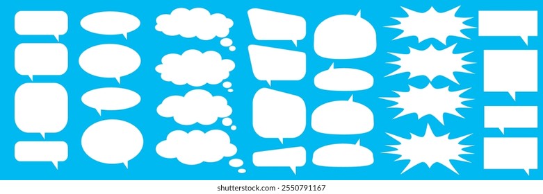 Message comments chat box. Collection of speech bubbles, text boxes and conversation chats in comics. Vektor set of speech bubbles.