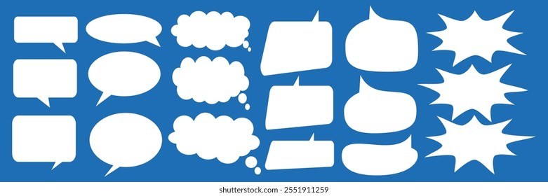 Caixa de chat de comentários de mensagem. Coleção de balões de fala, caixas de texto e bate-papos de conversa em quadrinhos. Vektor conjunto de bolhas de fala.