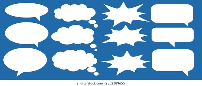 Caixa de chat de comentários de mensagem. Coleção de balões de fala, caixas de texto e bate-papos de conversa em quadrinhos. Vektor conjunto de bolhas de fala.
