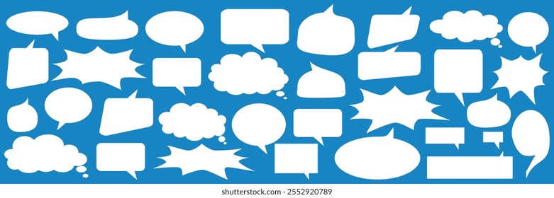 Chatbox für Nachrichtenkommentare. Sammlung von Sprechblasen, Textfeldern und Gesprächsrunden in Comics. Vektor Satz von Sprechblasen.