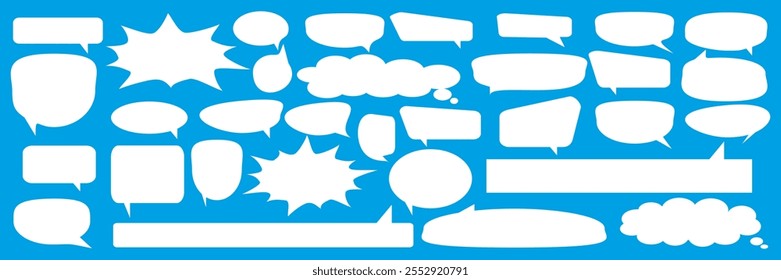 Message comments chat box. Collection of speech bubbles, text boxes and conversation chats in comics. Vektor set of speech bubbles.