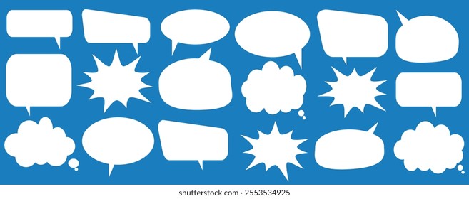 Message comments chat box. Collection of speech bubbles, text boxes and conversation chats in comics. Vektor set of speech bubbles.