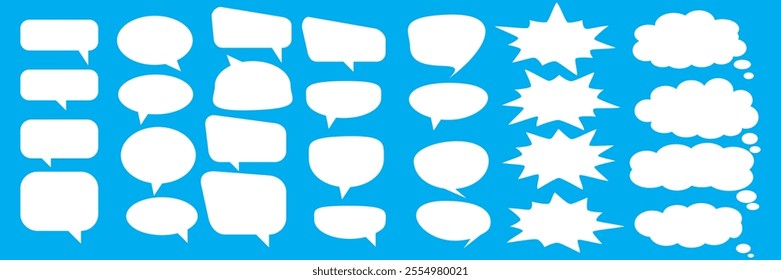 Message comments chat box. Collection of speech bubbles, text boxes and conversation chats in comics. Vektor set of speech bubbles.
