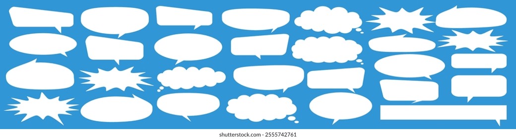 Message comments chat box. Collection of speech bubbles, text boxes and conversation chats in comics. Vektor set of speech bubbles.