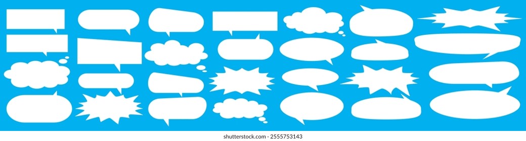 Message comments chat box. Collection of speech bubbles, text boxes and conversation chats in comics. Vektor set of speech bubbles.