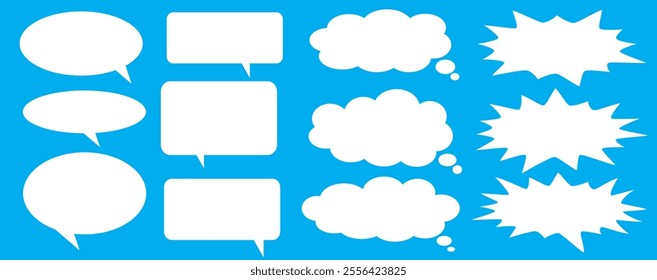 Message comments chat box. Collection of speech bubbles, text boxes and conversation chats in comics. Vektor set of speech bubbles.
