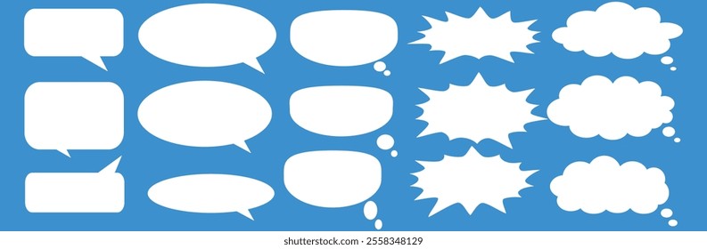 Message comments chat box. Collection of speech bubbles, text boxes and conversation chats in comics. Vektor set of speech bubbles.