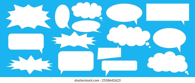 Message comments chat box. Collection of speech bubbles, text boxes and conversation chats in comics. Vektor set of speech bubbles.