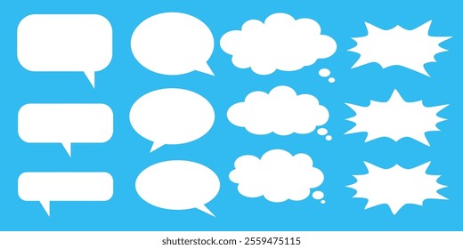 Message comments chat box. Collection of speech bubbles, text boxes and conversation chats in comics. Vektor set of speech bubbles.