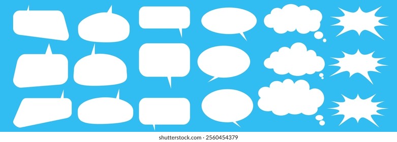 Message comments chat box. Collection of speech bubbles, text boxes and conversation chats in comics. Vektor set of speech bubbles.