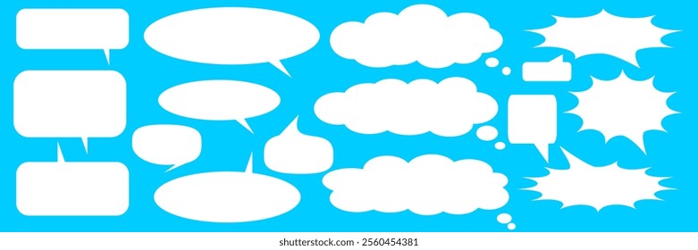 Message comments chat box. Collection of speech bubbles, text boxes and conversation chats in comics. Vektor set of speech bubbles.