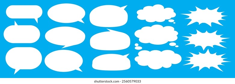 Message comments chat box. Collection of speech bubbles, text boxes and conversation chats in comics. Vektor set of speech bubbles.