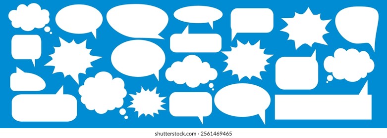 Message comments chat box. Collection of speech bubbles, text boxes and conversation chats in comics. Vektor set of speech bubbles.