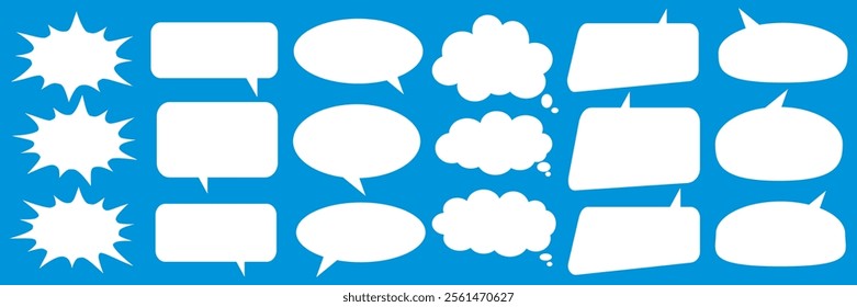 Message comments chat box. Collection of speech bubbles, text boxes and conversation chats in comics. Vektor set of speech bubbles.