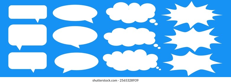 Message comments chat box. Collection of speech bubbles, text boxes and conversation chats in comics. Vektor set of speech bubbles.